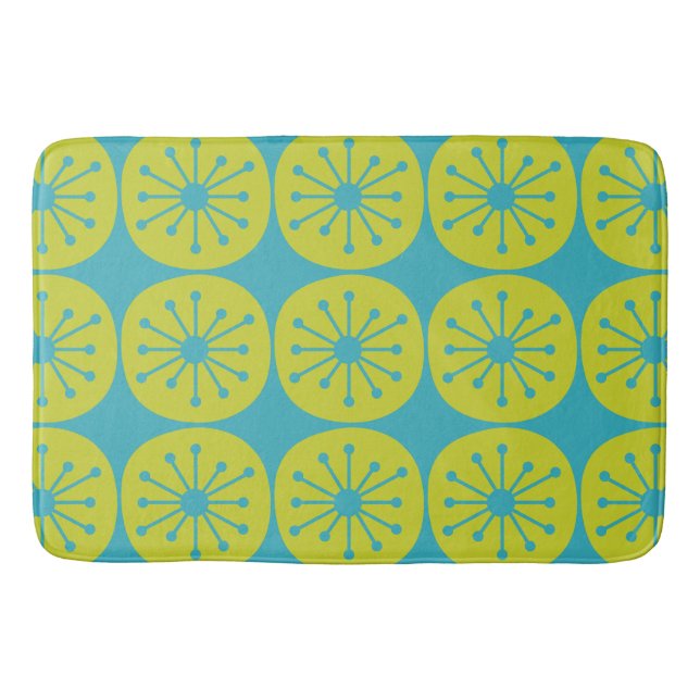 Mid Century Modern Atomic Dots Retro Pattern  Bath Mat (Front)