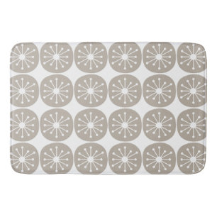 Mid Century Modern Atomic Dots Retro Pattern Grey Bath Mat