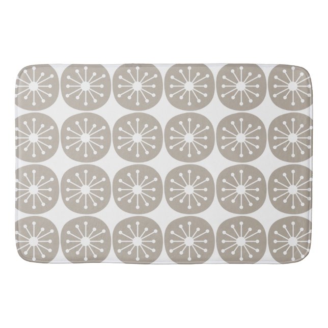 Mid Century Modern Atomic Dots Retro Pattern Grey Bath Mat (Front)
