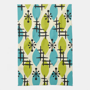 Mid Century Modern Atomic Drops Pattern Tea Towel