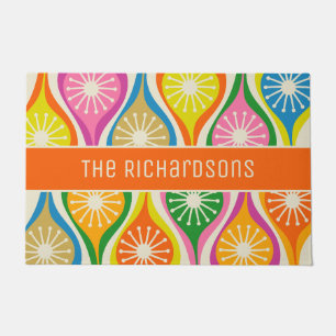 Mid Century Modern Atomic Drops Retro Personalized Doormat