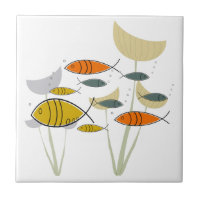 Mid Century Modern Atomic Era Fish Swimming Custom