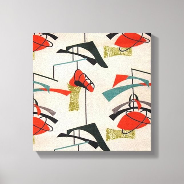 Mid Century Modern Atomic Fabric Stretched Canvas Print (Front)