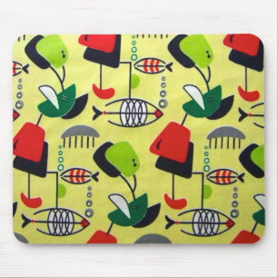 Mid Century Modern Atomic Fish Mousepad