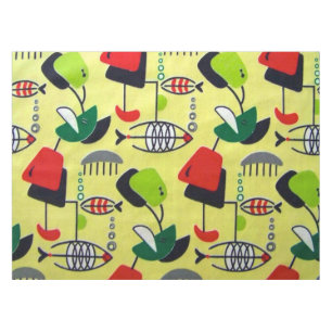 Mid Century Modern Atomic Fish Tablecloth