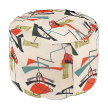 Mid Century Modern Atomic Mobile Round Pouf