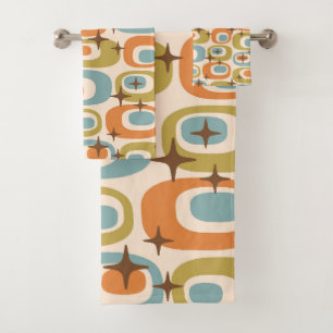 Mid Century Modern Atomic Pattern Bath Towel Set
