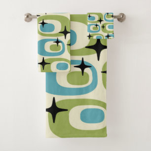 Mid Century Modern Atomic Pattern Bath Towel Set