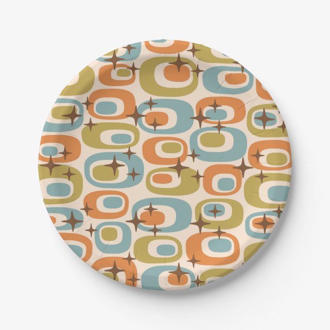 Mid Century Modern Atomic Pattern Paper Plate (Front)
