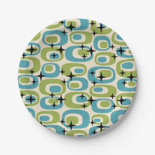 Mid Century Modern Atomic Pattern Paper Plate