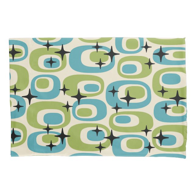 Mid Century Modern Atomic Pattern Pillowcase (Front-Left)
