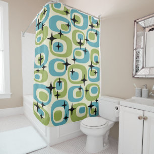 Mid Century Modern Atomic Pattern Shower Curtain