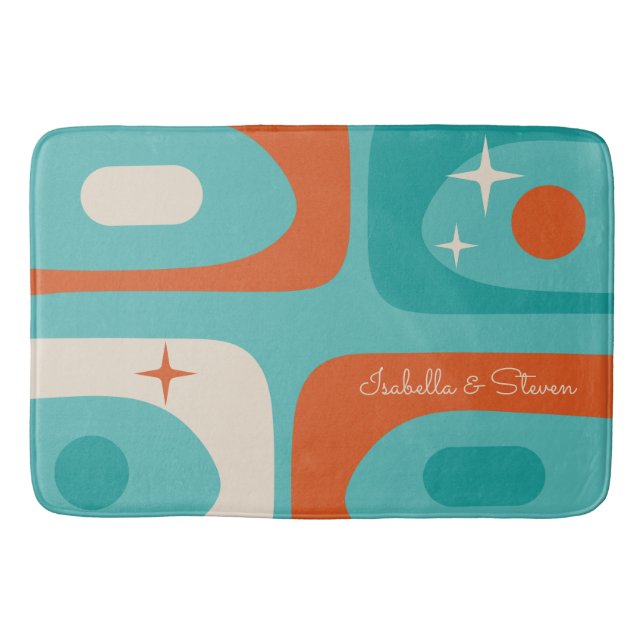 Mid-Century Modern Atomic Piquet Personalised Bath Mat (Front)