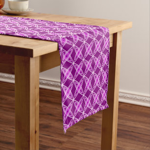 Mid Century Modern Atomic Print - Amethyst Purple Short Table Runner