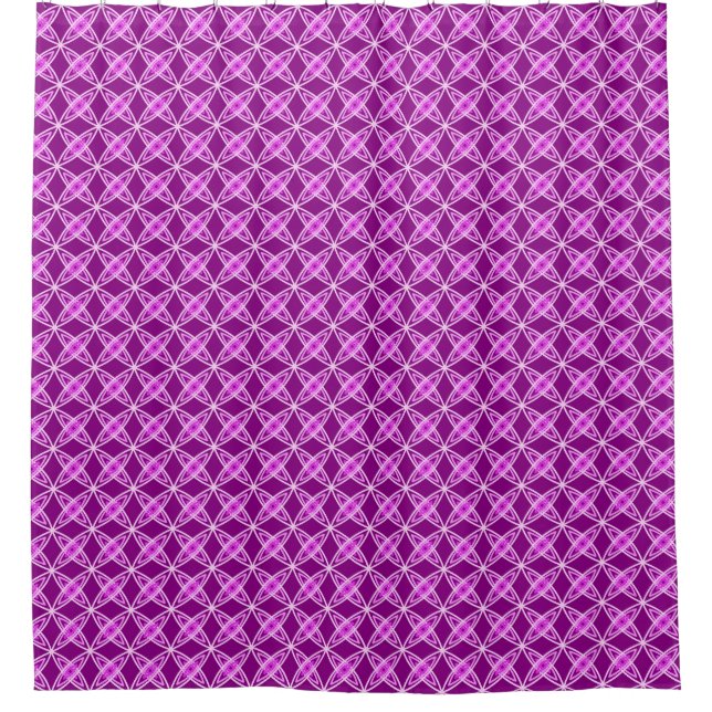 Mid Century Modern Atomic Print - Amethyst Purple Shower Curtain (Front)