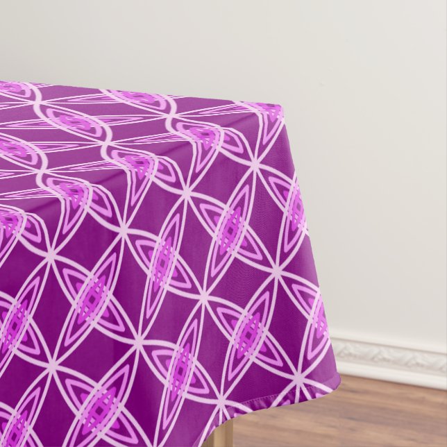Mid Century Modern Atomic Print - Amethyst Purple Tablecloth (In Situ)