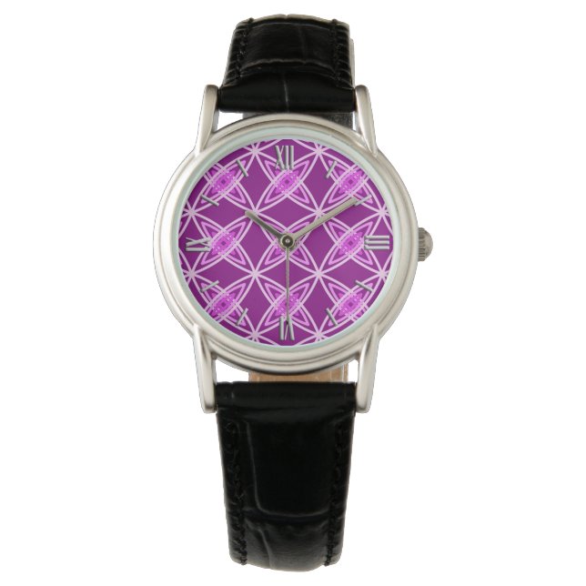 Mid Century Modern Atomic Print - Amethyst Purple Watch (Front)