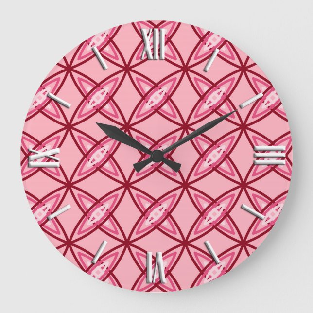 Mid Century Modern Atomic Print - Ballet Pink Large Clock (Front)