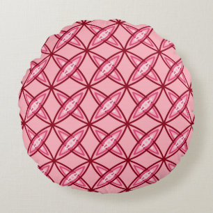 Mid Century Modern Atomic Print - Ballet Pink Round Cushion