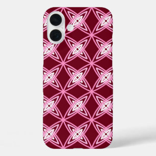 Mid Century Modern Atomic Print - Burgundy Wine iPhone 16 Plus Case