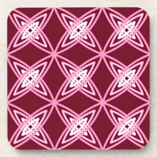 Mid Century Modern Atomic Print - Burgundy Wine Coaster