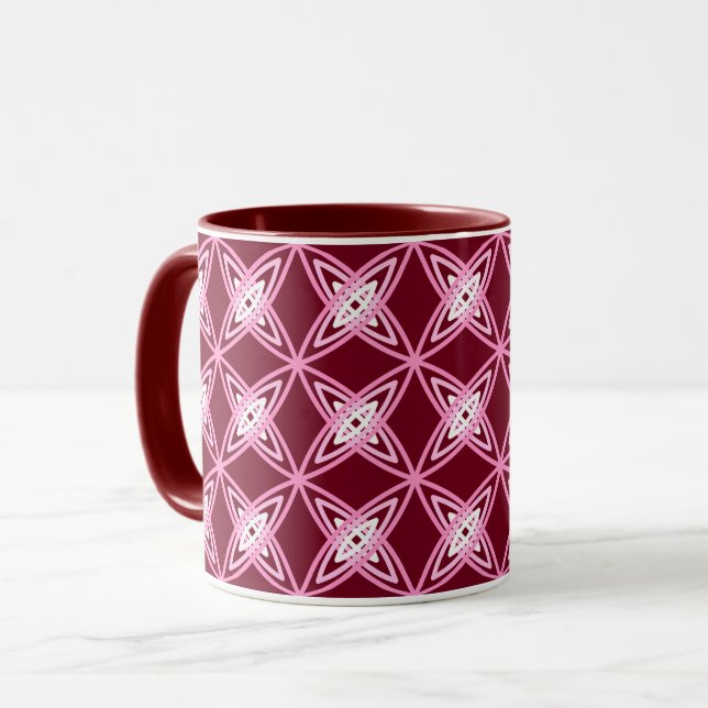 Mid Century Modern Atomic Print - Burgundy Wine Mug (Front Left)