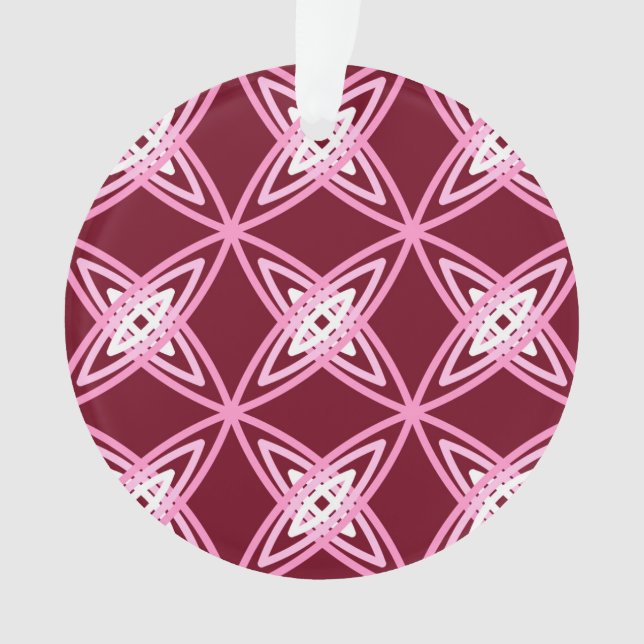 Mid Century Modern Atomic Print - Burgundy Wine Ornament (Front)