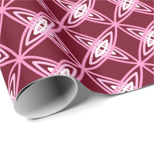 Mid Century Modern Atomic Print - Burgundy Wine Wrapping Paper