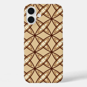 Mid Century Modern Atomic Print - Camel Tan iPhone 16 Plus Case