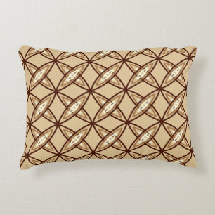 Mid Century Modern Atomic Print - Camel Tan Decorative Cushion