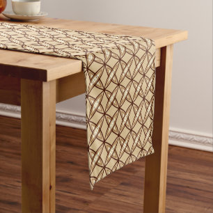 Mid Century Modern Atomic Print - Camel Tan Short Table Runner