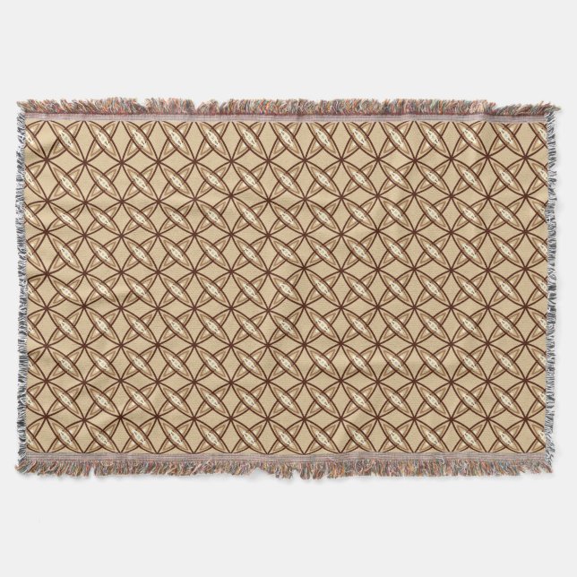 Mid Century Modern Atomic Print - Camel Tan Throw Blanket (Front)