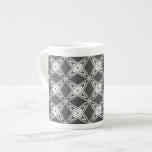 Mid Century Modern Atomic Print - Charcoal Grey Bone China Mug