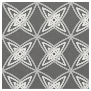 Mid Century Modern Atomic Print - Charcoal Grey Fabric