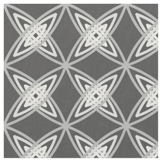 Mid Century Modern Atomic Print - Charcoal Grey Fabric (Close Up)