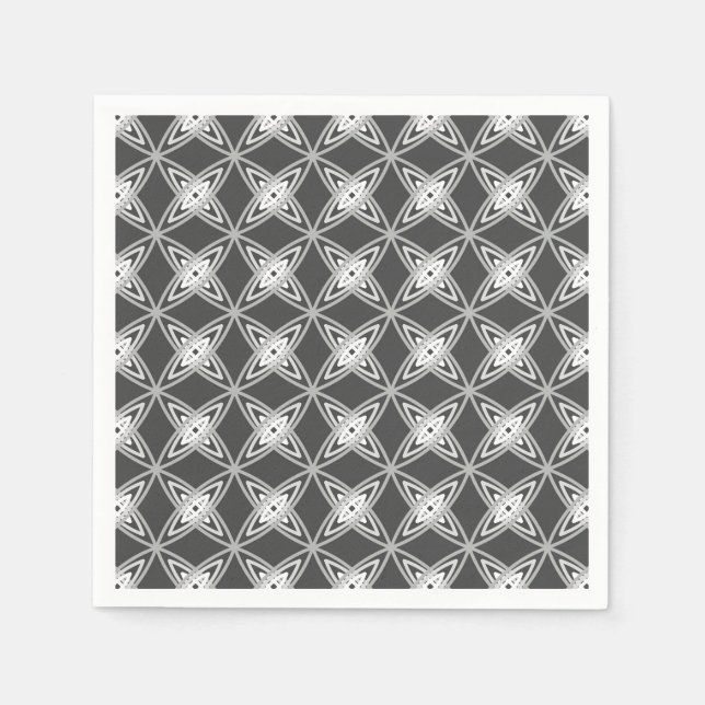 Mid Century Modern Atomic Print - Charcoal Grey Napkin (Front)