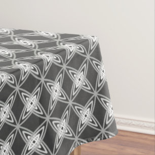 Mid Century Modern Atomic Print - Charcoal Grey Tablecloth