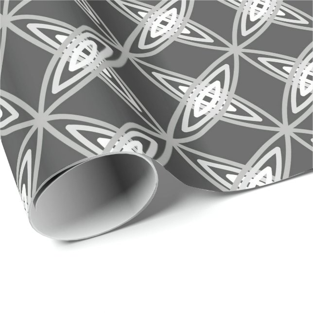 Mid Century Modern Atomic Print - Charcoal Grey Wrapping Paper (Roll Corner)