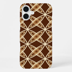 Mid Century Modern Atomic Print - Chocolate Brown iPhone 16 Plus Case