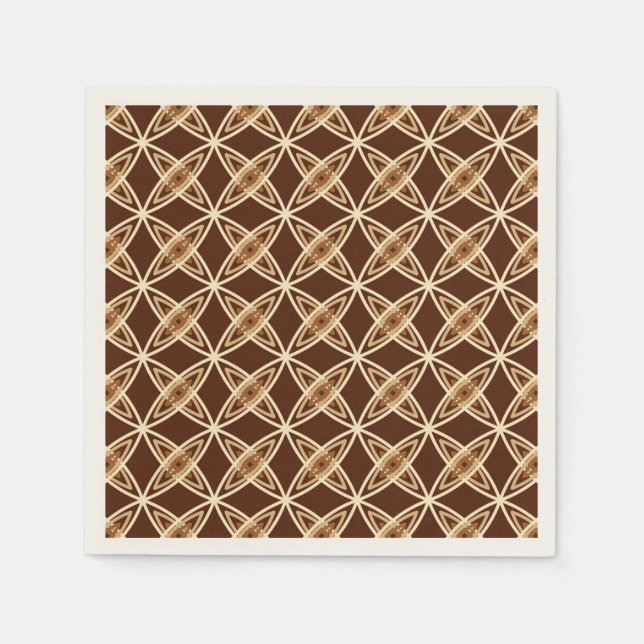 Mid Century Modern Atomic Print - Chocolate Brown Napkin (Front)