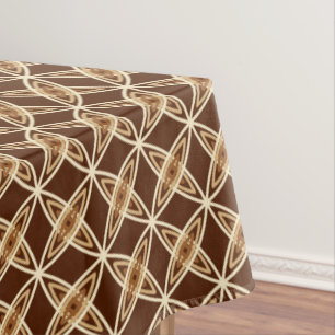 Mid Century Modern Atomic Print - Chocolate Brown Tablecloth