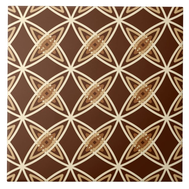 Mid Century Modern Atomic Print - Chocolate Brown Tile (Front)