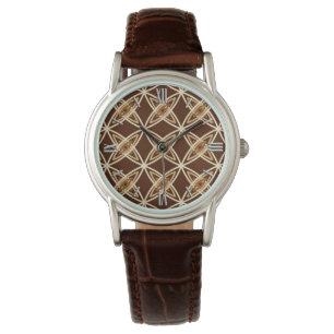 Mid Century Modern Atomic Print - Chocolate Brown Watch