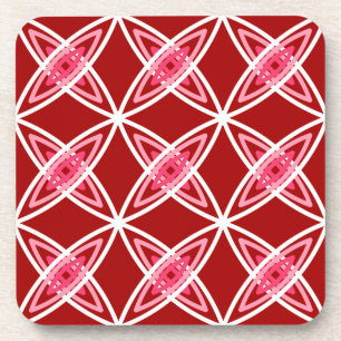 Mid Century Modern Atomic Print - Dark Red Coaster