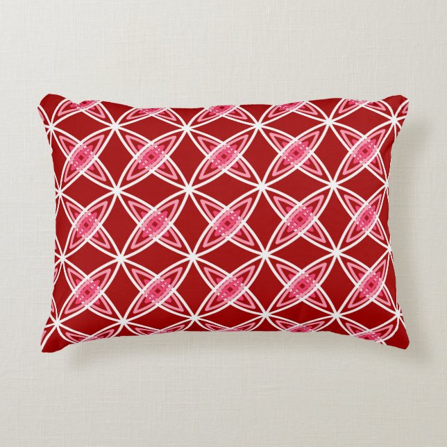Mid Century Modern Atomic Print - Dark Red Decorative Cushion (Front)