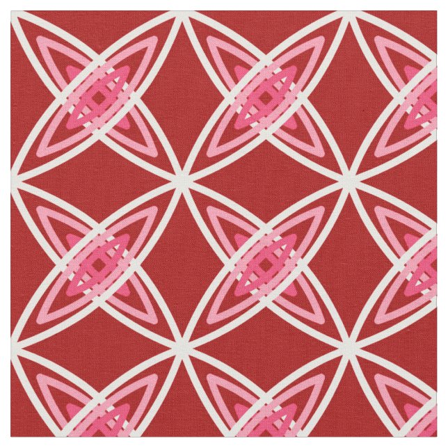 Mid Century Modern Atomic Print - Dark Red Fabric (Close Up)