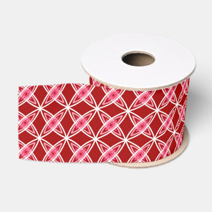 Mid Century Modern Atomic Print - Dark Red Grosgrain Ribbon