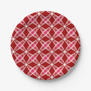 Mid Century Modern Atomic Print - Dark Red Paper Plate