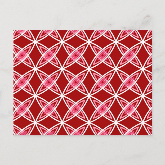 Mid Century Modern Atomic Print - Dark Red Postcard (Front)