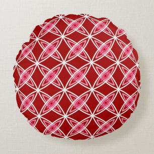 Mid Century Modern Atomic Print - Dark Red Round Cushion